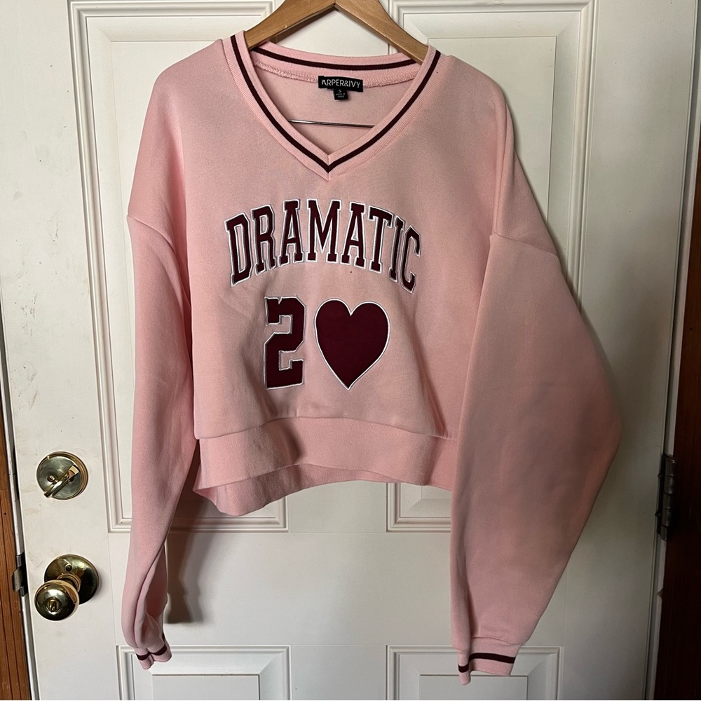 Adorably Pink V-Neck Sweatshirt by